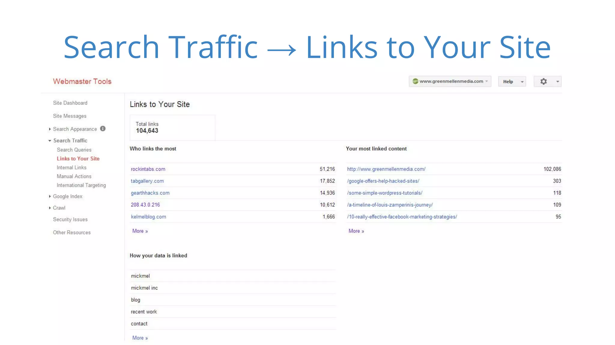 Search Traffic → Links to Your Site 
 