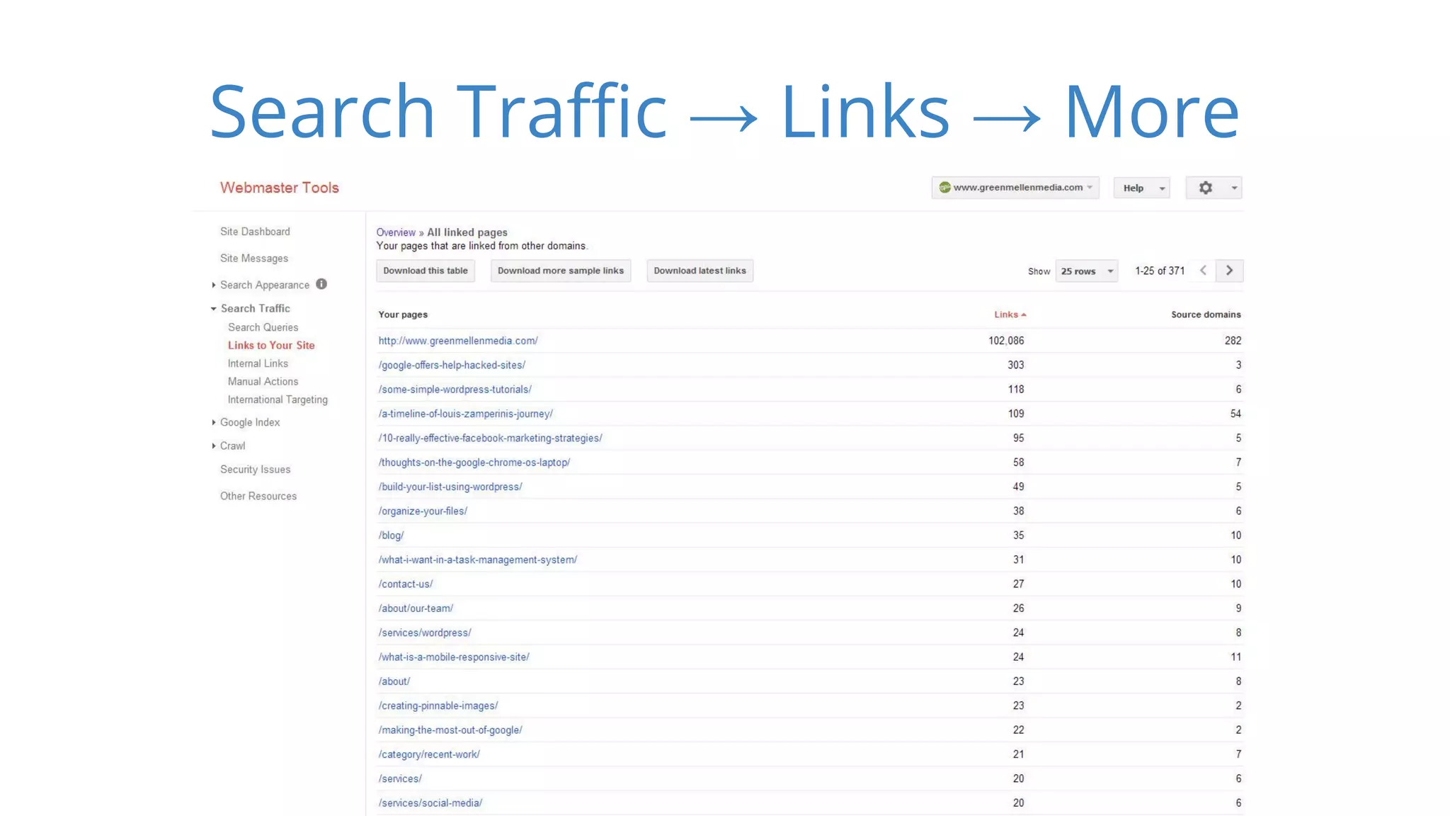 Search Traffic → Links → More 
 