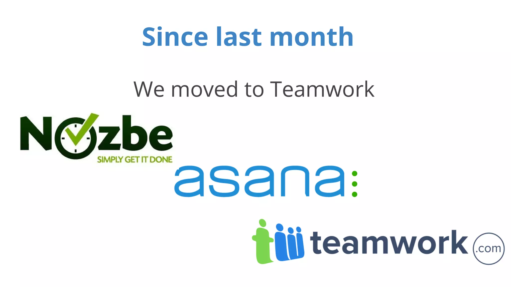 Since last month 
We moved to Teamwork 
 