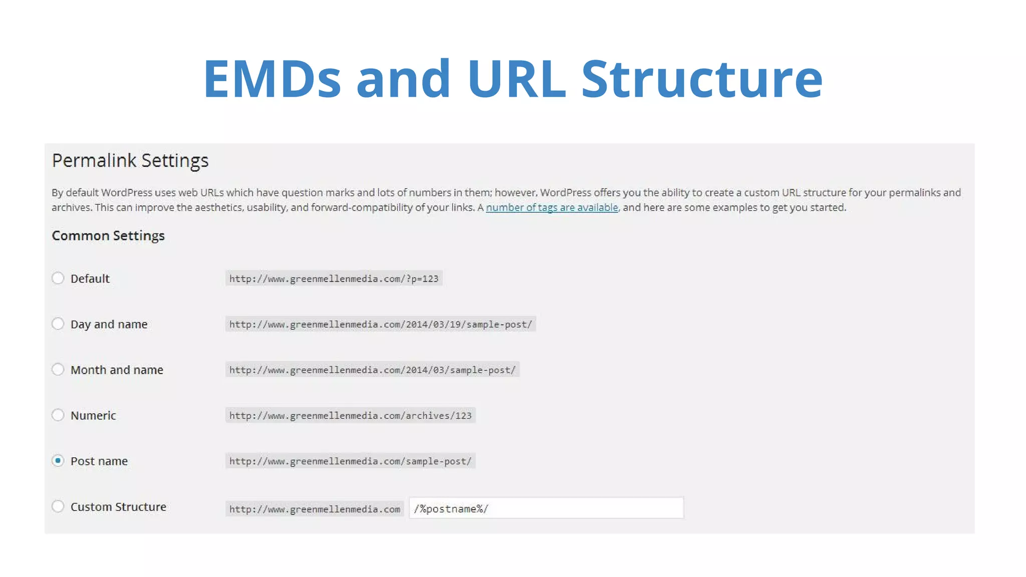 EMDs and URL Structure 
 