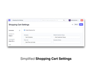 Simpliﬁed Shopping Cart Settings
 