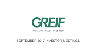SEPTEMBER 2017 INVESTOR MEETINGS
 