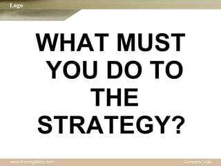 WHAT MUST YOU DO TO THE STRATEGY?  