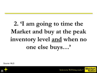 2. ‘I am going to time the Market and buy at the peak inventory level  and  when no one else buys…’ Source: MLS 
