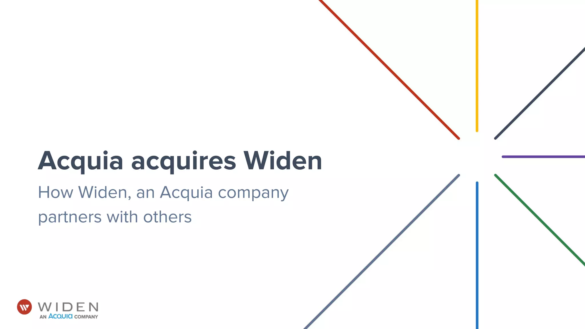 Acquia acquires Widen
How Widen, an Acquia company
partners with others
 