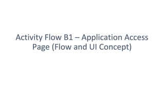 Activity Flow B1 – Application Access
Page (Flow and UI Concept)
 