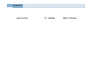 INSTRUMENTO




   ALUMNA MAESTRA   PROF. SUPEVISOR   PROF. ORIENTADORA
 