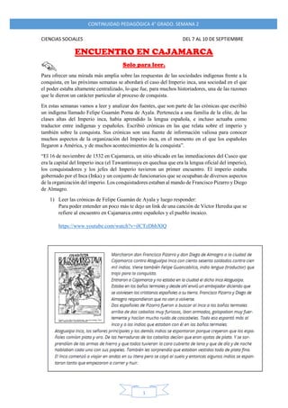 CONTINUIDAD PEDAGÓGICA 4° GRADO. SEMANA 2
1
CIENCIAS SOCIALES DEL 7 AL 10 DE SEPTIEMBRE
ENCUENTRO EN CAJAMARCA
Solo para l...
