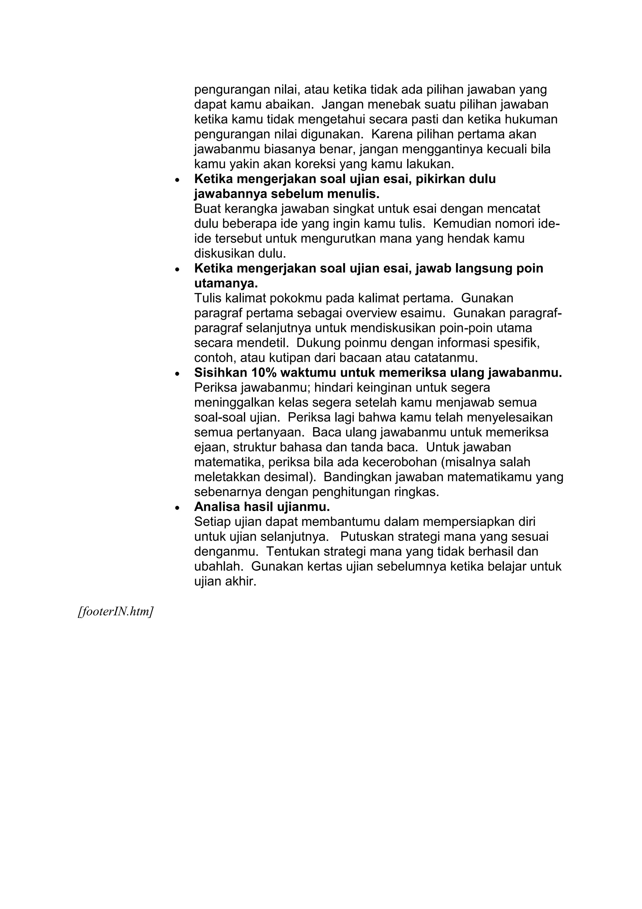 Sepuluh tips saat ujian | DOCX
