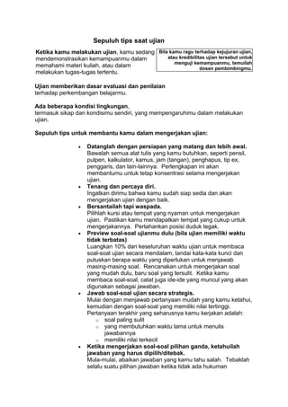 Sepuluh tips saat ujian | DOCX