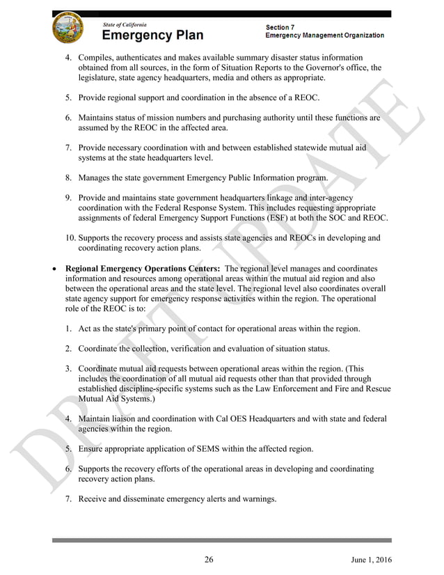 California Emergency Response Plan NIMS ICS ESF 18 Cybersecurity