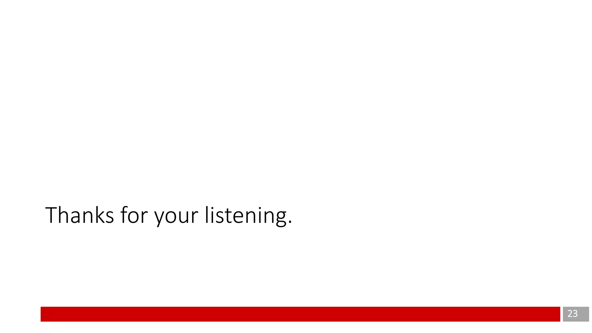 23
Thanks for your listening.
 