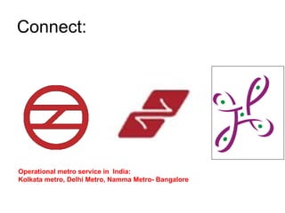Connect:

Operational metro service in India:
Kolkata metro, Delhi Metro, Namma Metro- Bangalore

 