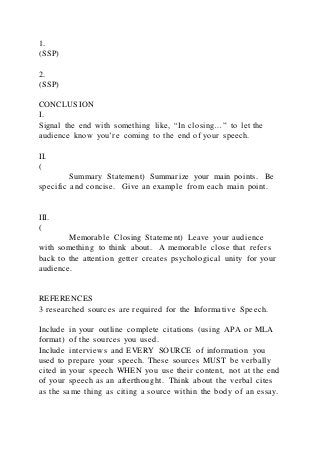 SEQ CHAPTER h r 1Notes About Developing an OutlineI. | PDF