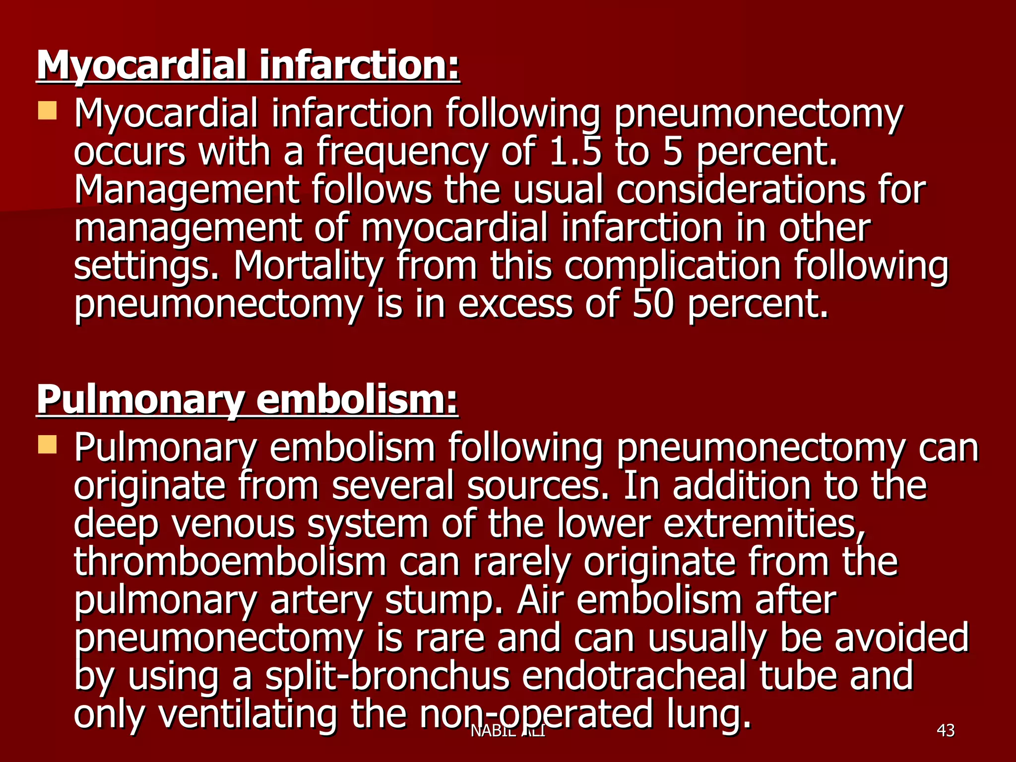 Sequelae & Complications of Pneumonectomy | PPT