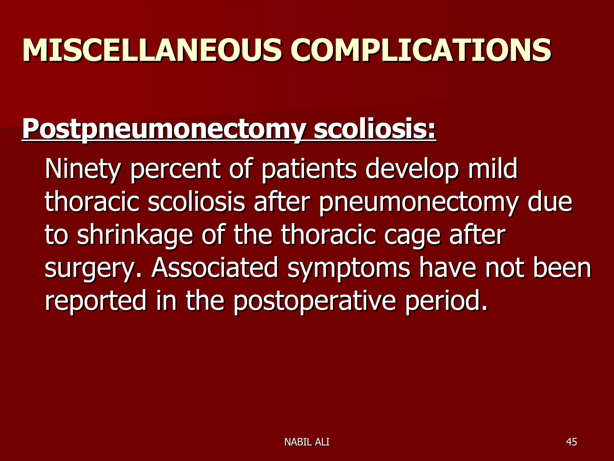 Sequelae & Complications of Pneumonectomy | PPT