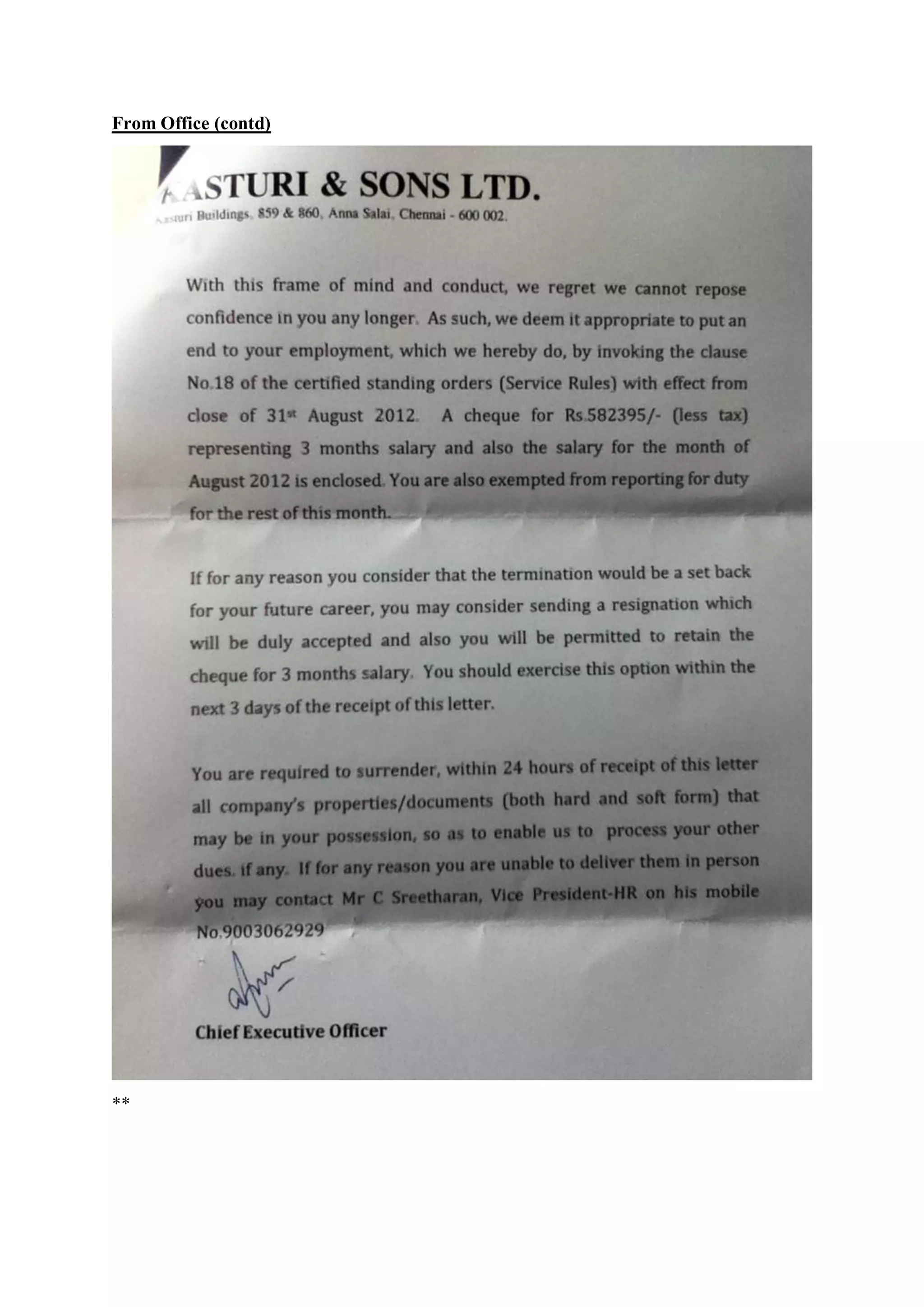 From Office (contd)

**

 