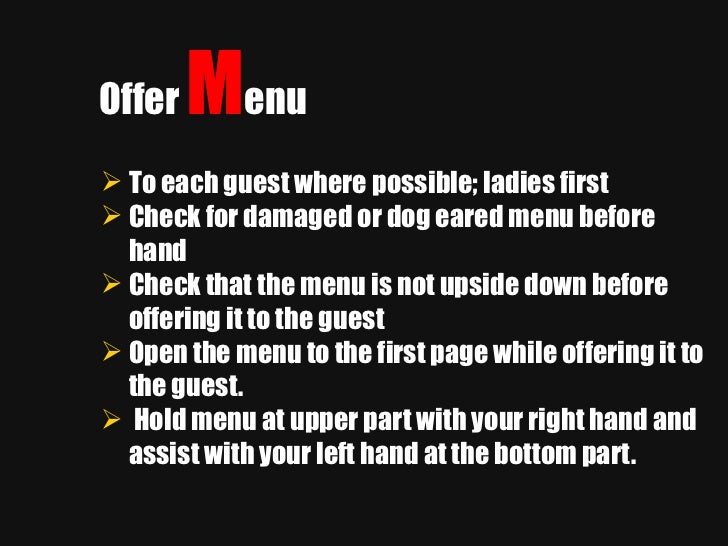 Sequence Of Service Restaurants