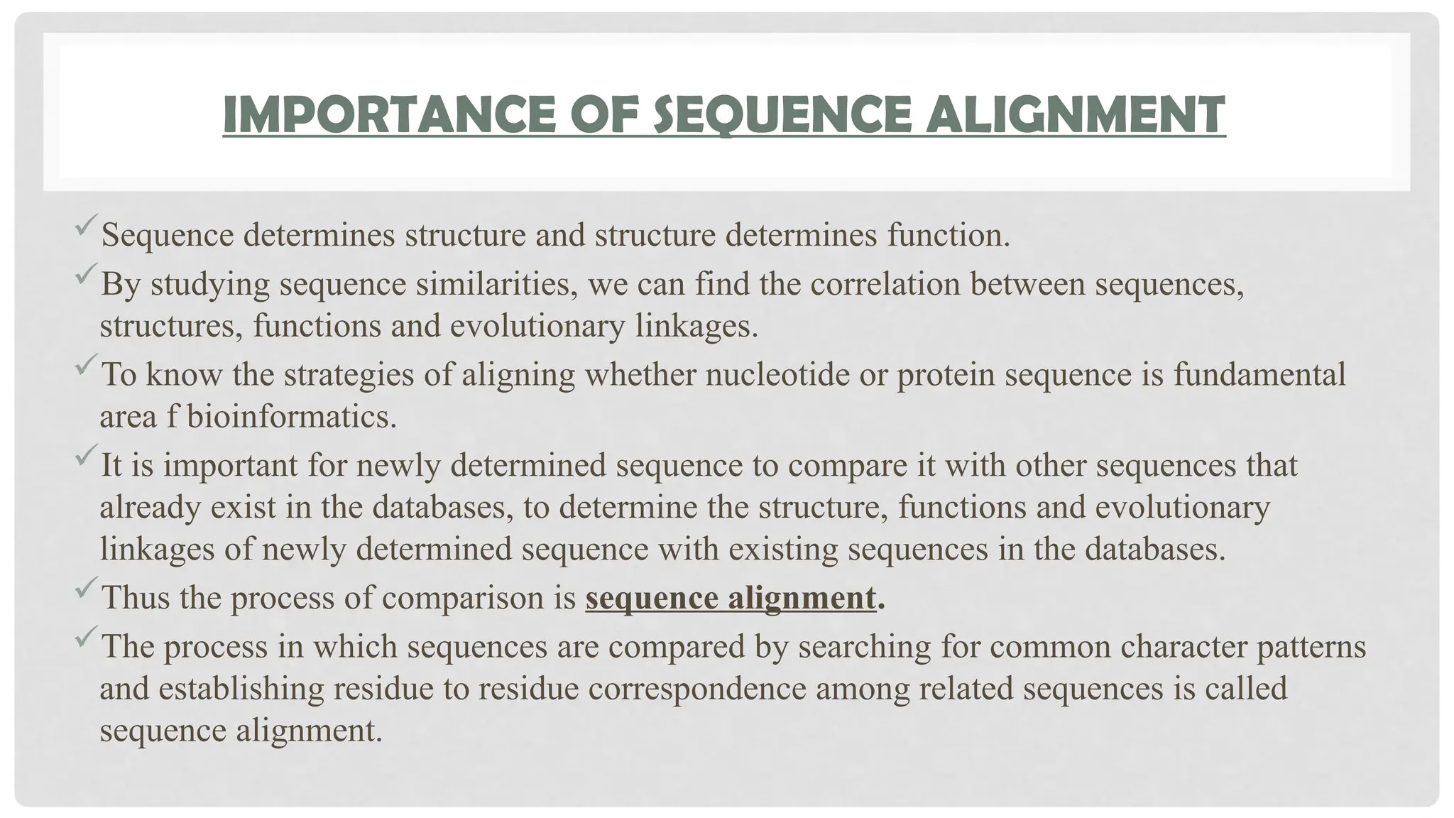 sequence alignment types and importance.. | PPTX