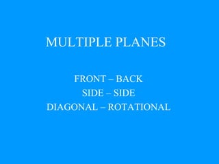 MULTIPLE PLANES FRONT – BACK SIDE – SIDE DIAGONAL – ROTATIONAL 