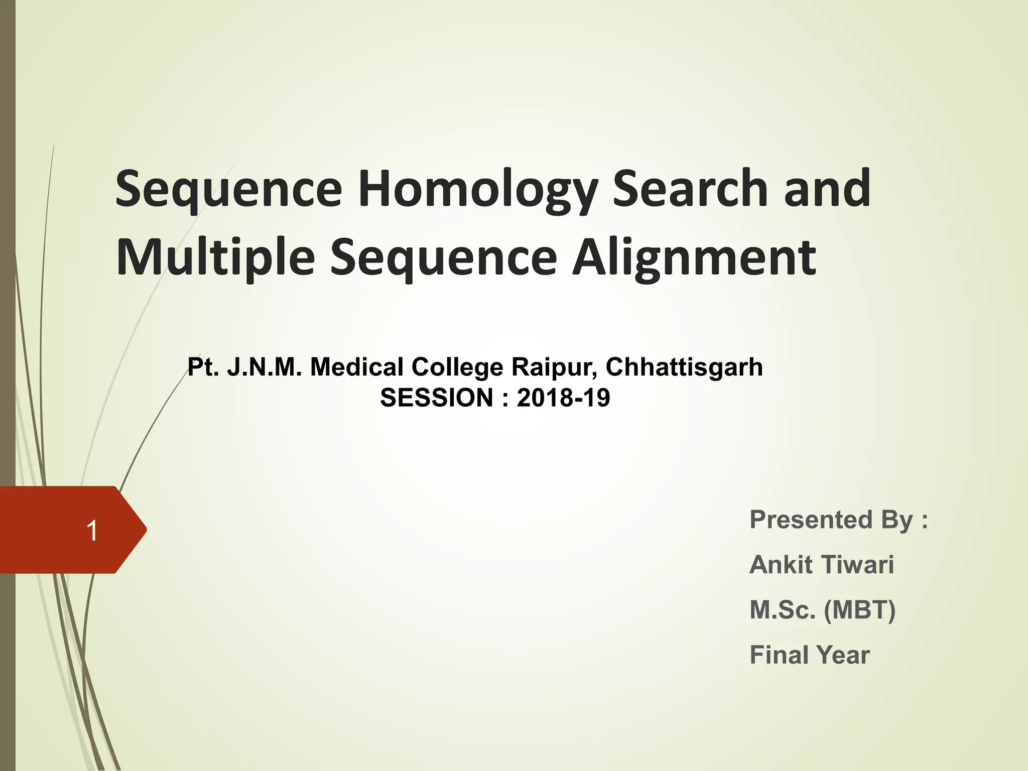 Sequence homology search and multiple sequence alignment(1) | PPTX