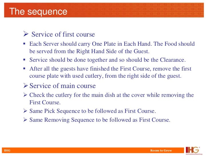 Sequence of serviceHotel Restaurant