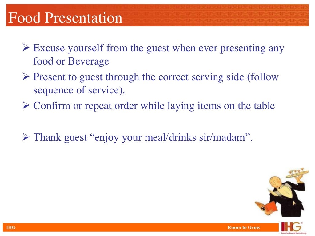 Sequence of serviceHotel Restaurant