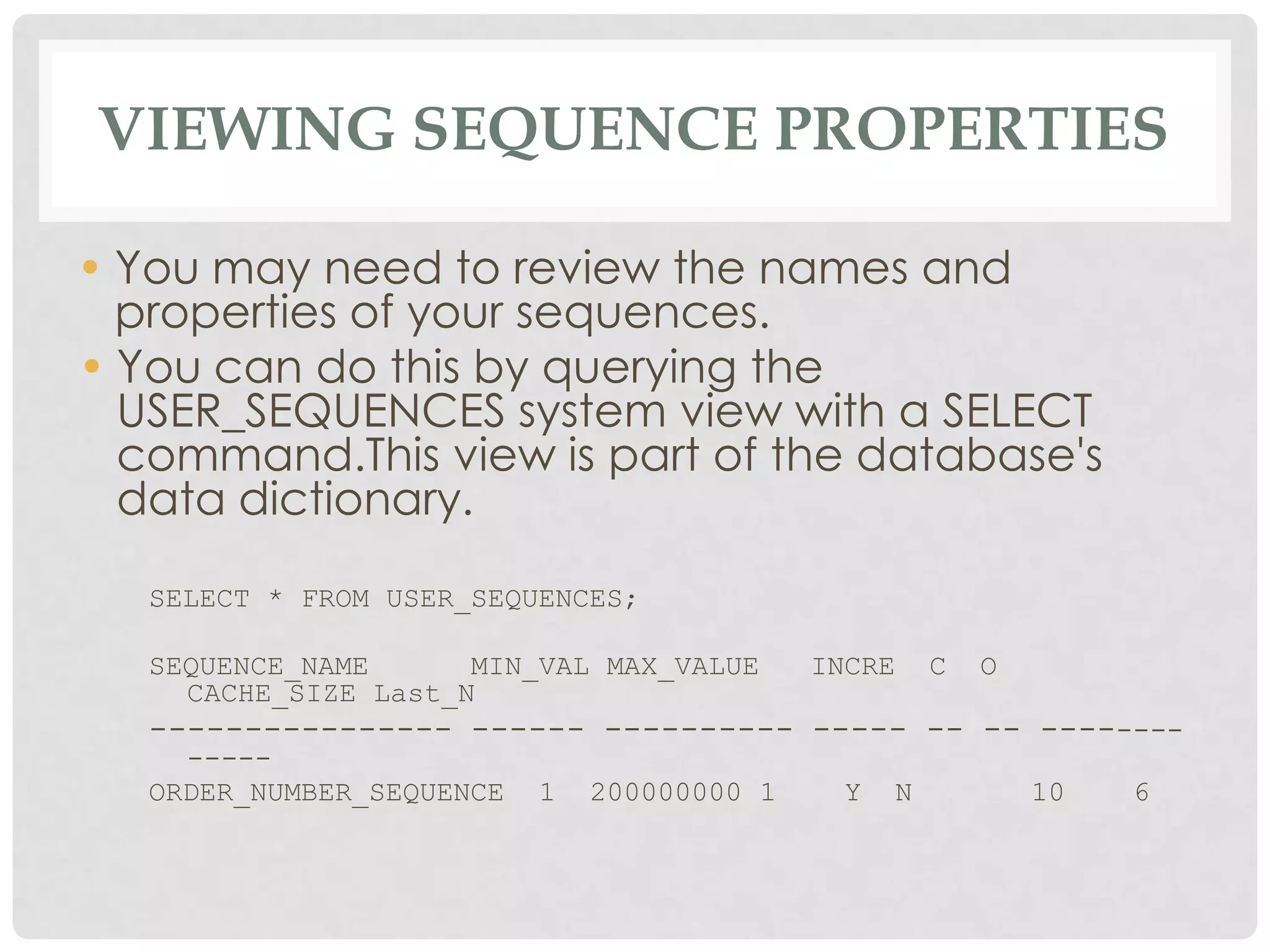 Oracle database sequence ppt