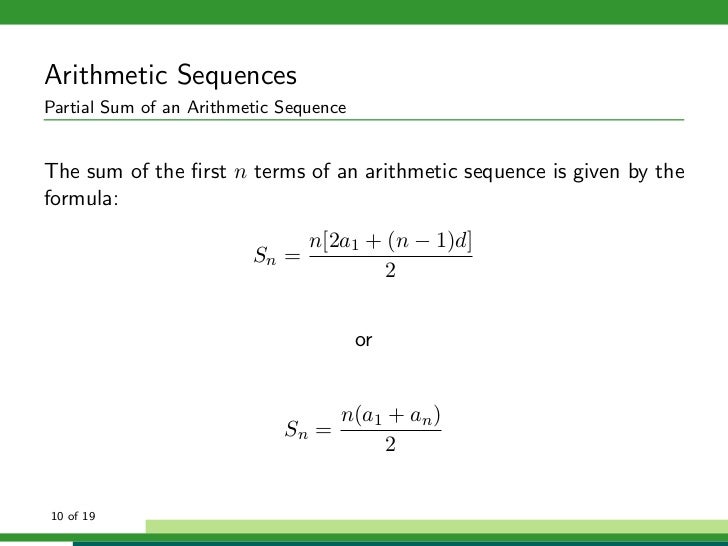 sequences and series formula