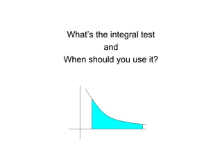 What’s the integral test
and
When should you use it?
 
