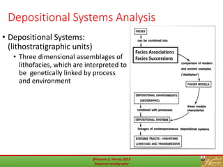 18
Depositional Systems Analysis
• Depositional Systems:
(lithostratigraphic units)
• Three dimensional assemblages of
lithofacies, which are interpreted to
be genetically linked by process
and environment
@Hassan Z. Harraz 2019
Sequence stratigraphy
 
