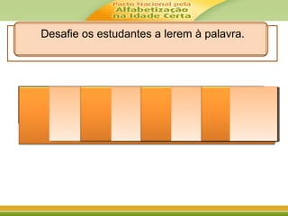 M UU DDNN NN HII O
Desafie os estudantes a lerem à palavra.
 