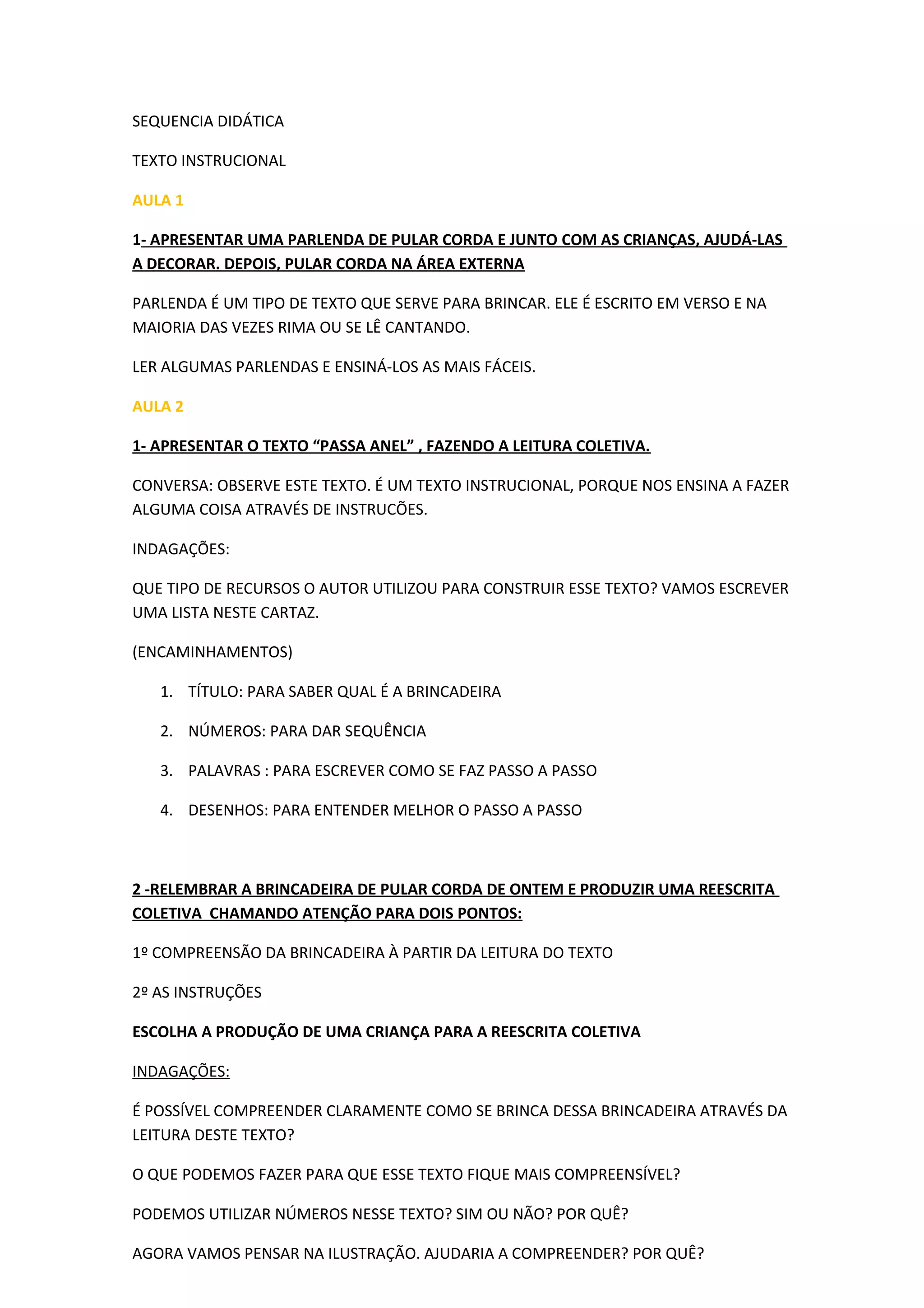 Sequencia didática texto instrucional | DOC