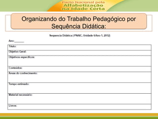 Organizando do Trabalho Pedagógico por
Sequência Didática:
 