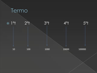 Termo


1ºt

2ºt

3ºt

4ºt

10

100

1000

10000

5ºt

100000

 
