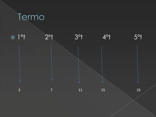 Termo


1ºt

3

2ºt

3ºt

7

11

4ºt

15

5ºt

19

 