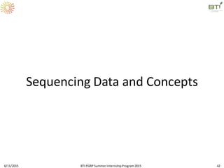 Sequencing Data and Concepts
6/11/2015 BTI PGRP SummerInternshipProgram2015 42
 