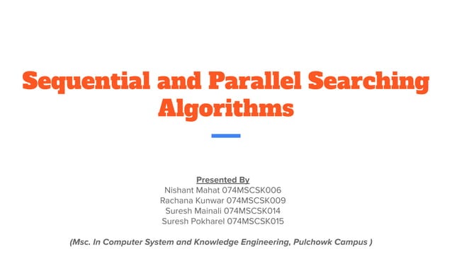 Sequential and Parallel Searching Algorithms | PDF