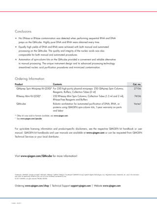 Qiaprep Column Sequential Automation of RNA and DNA preps on the same QIAcube ...