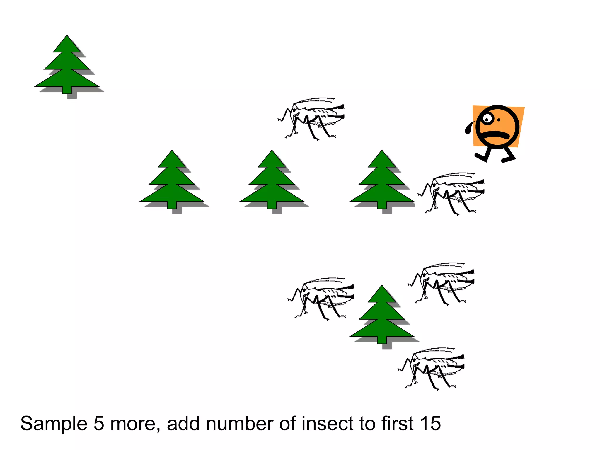 Sample 5 more, add number of insect to first 15
 