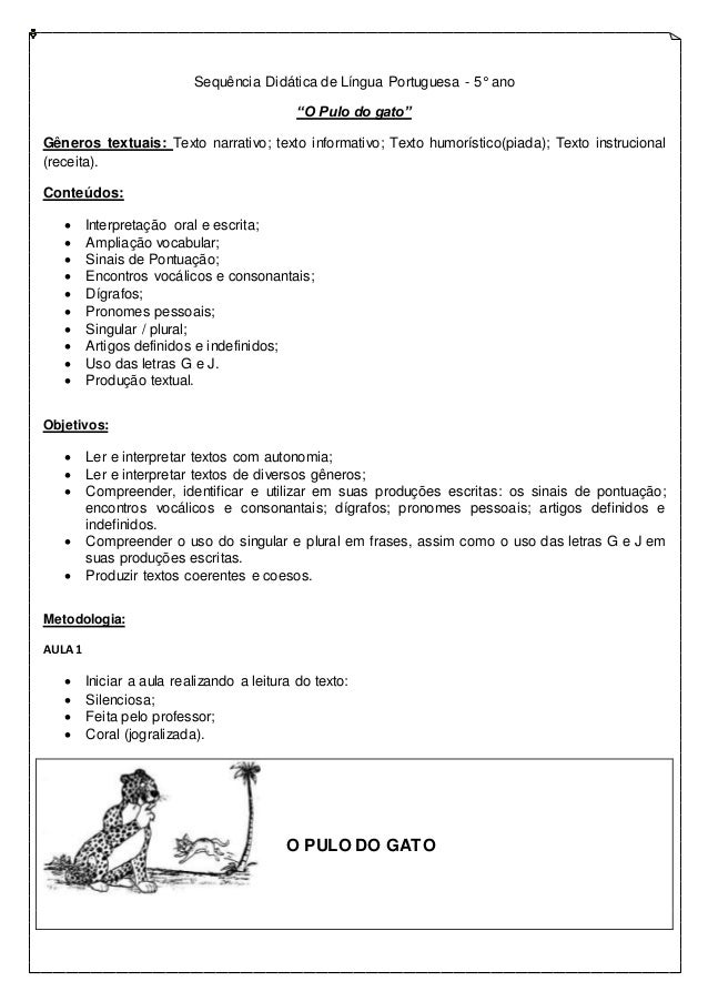 Sequência Didática - O Pulo do gato para 5° ano