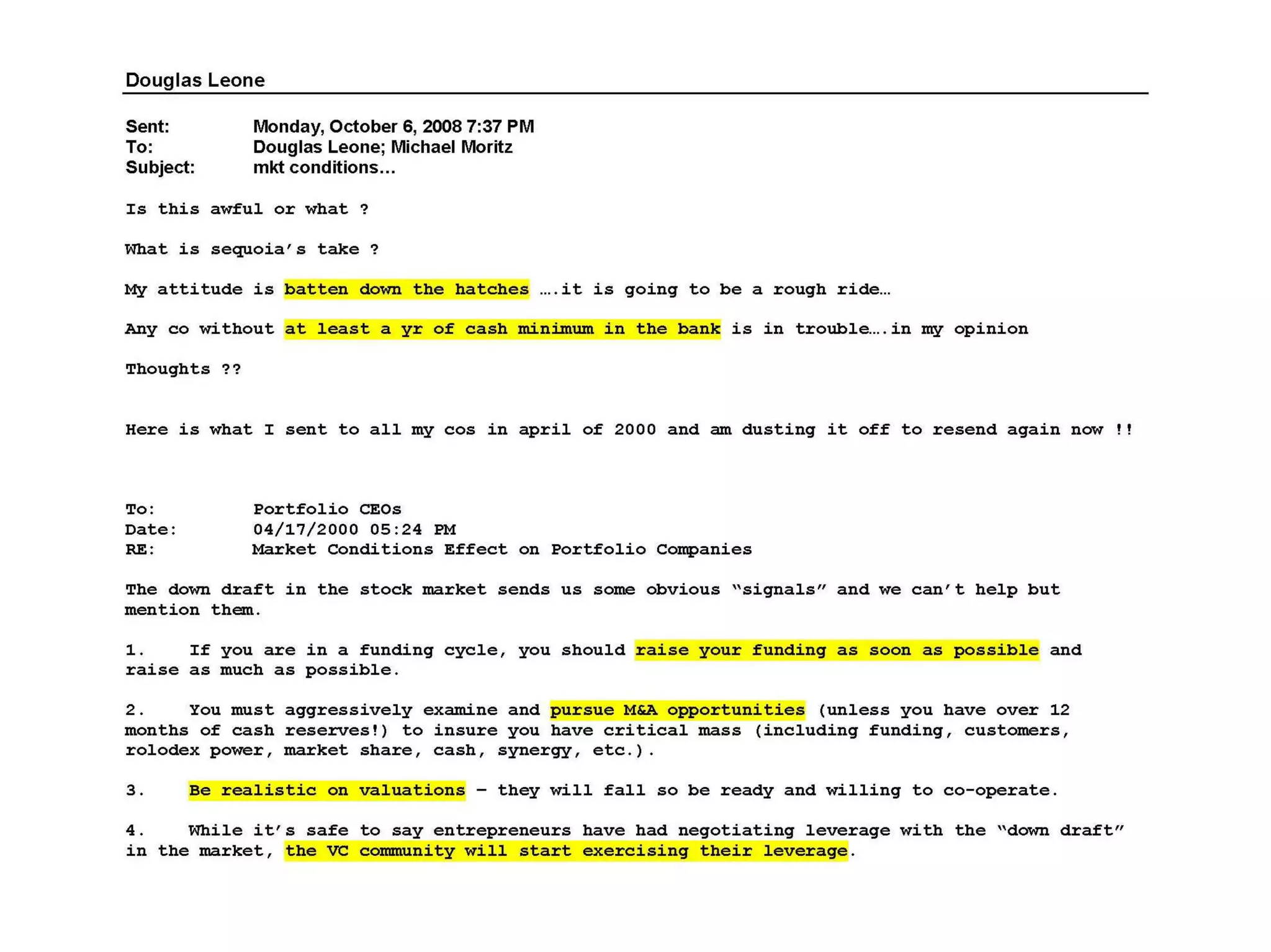 Sequoia Capitals Prescient Warning