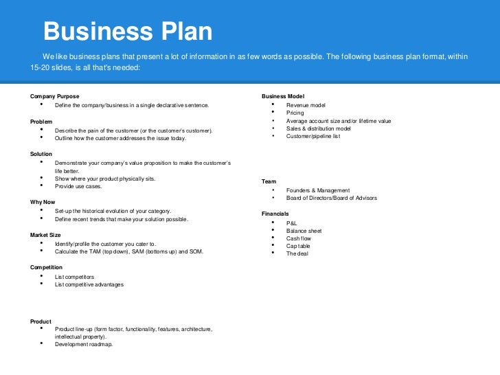 Business plan ppt format