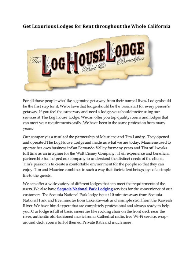 Sequoia National Park Lodging