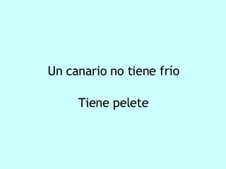 Un canario no tiene frío Tiene pelete 
