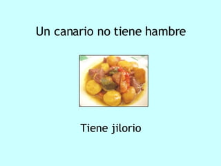 Un canario no tiene hambre Tiene jilorio 