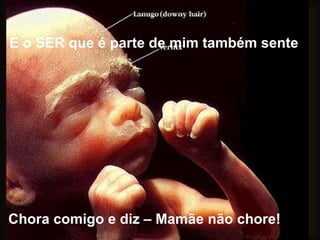 E o SER que é parte de mim também sente Chora comigo e diz – Mamãe não chore! 