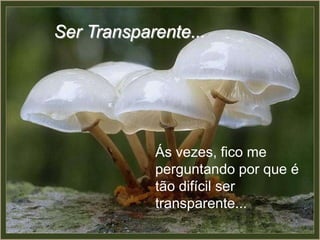 Ser Transparente...




            Ás vezes, fico me
            perguntando por que é
            tão difícil ser
            transparente...
 