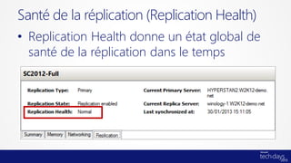 • Replication Health donne un état global de
santé de la réplication dans le temps
Santé de la réplication (Replication Health)
 