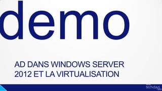 AD DANS WINDOWS SERVER
2012 ET LA VIRTUALISATION
 